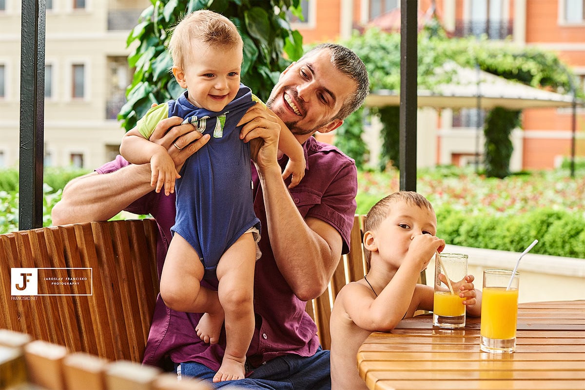 Father holding his son in his arms